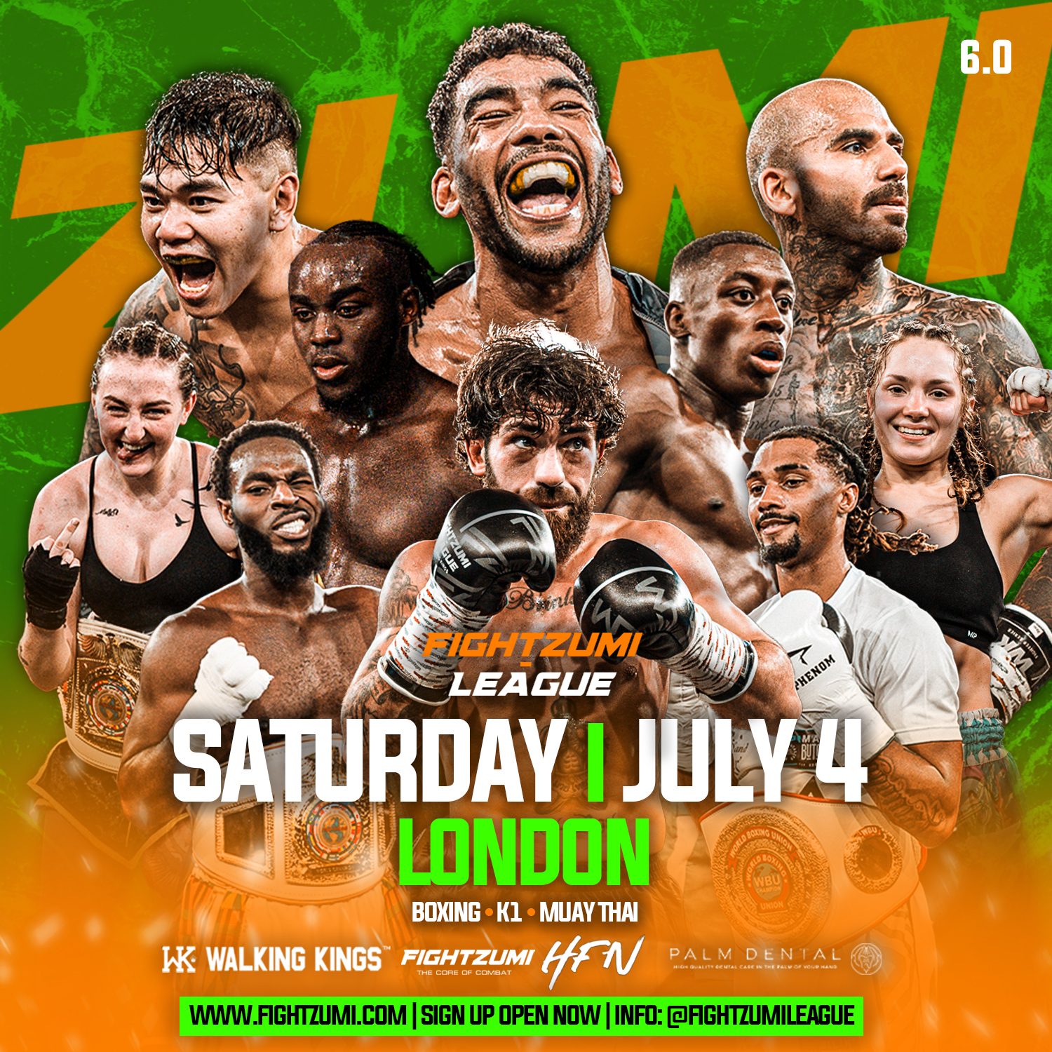 Zumi Fight House 6.0 fight night poster — Saturday July 4, London